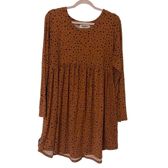 HAPTICS By Holly Harper Rust + Black Dalmatian Animal Print Long Sleeve Dress - Picture 1 of 5